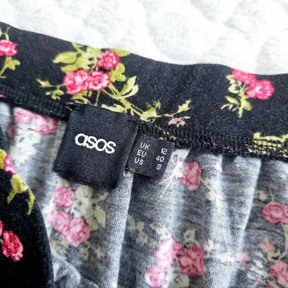 ASOS floral mini skirt flowers pink 8 medium small casual - Picture 4 of 6